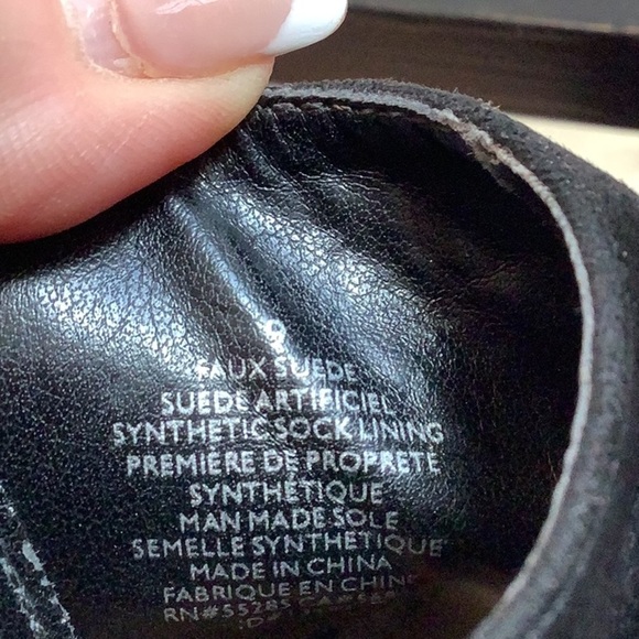 Express Black Faux Suede Wedge Heel Open Toe Fringe Boho Shoe Bootie Sz 9 - Picture 10 of 12